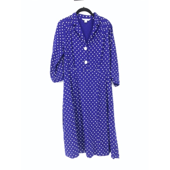 April Cornell Dresses & Skirts - April Cornell Blue Polka Dot Shirt Dress